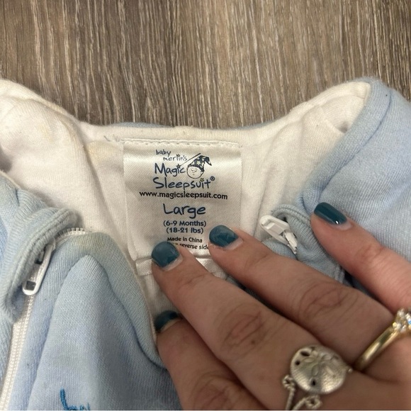 Baby Merlin’s Magic Sleepsuit Blue Size Large 6-9 Months Transitional - Picture 3 of 3
